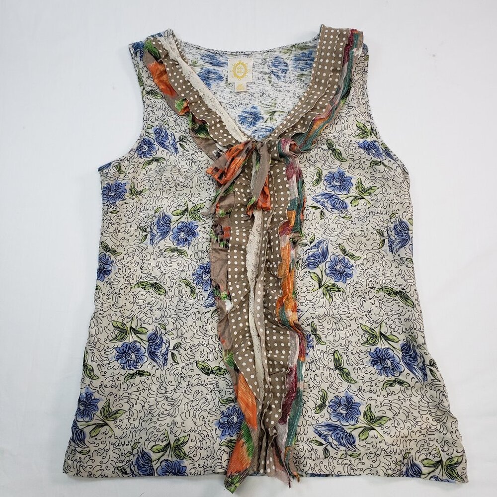 Ric Rac by Anthropologie Top Silk & Cotton Blend Size Medium Tank
